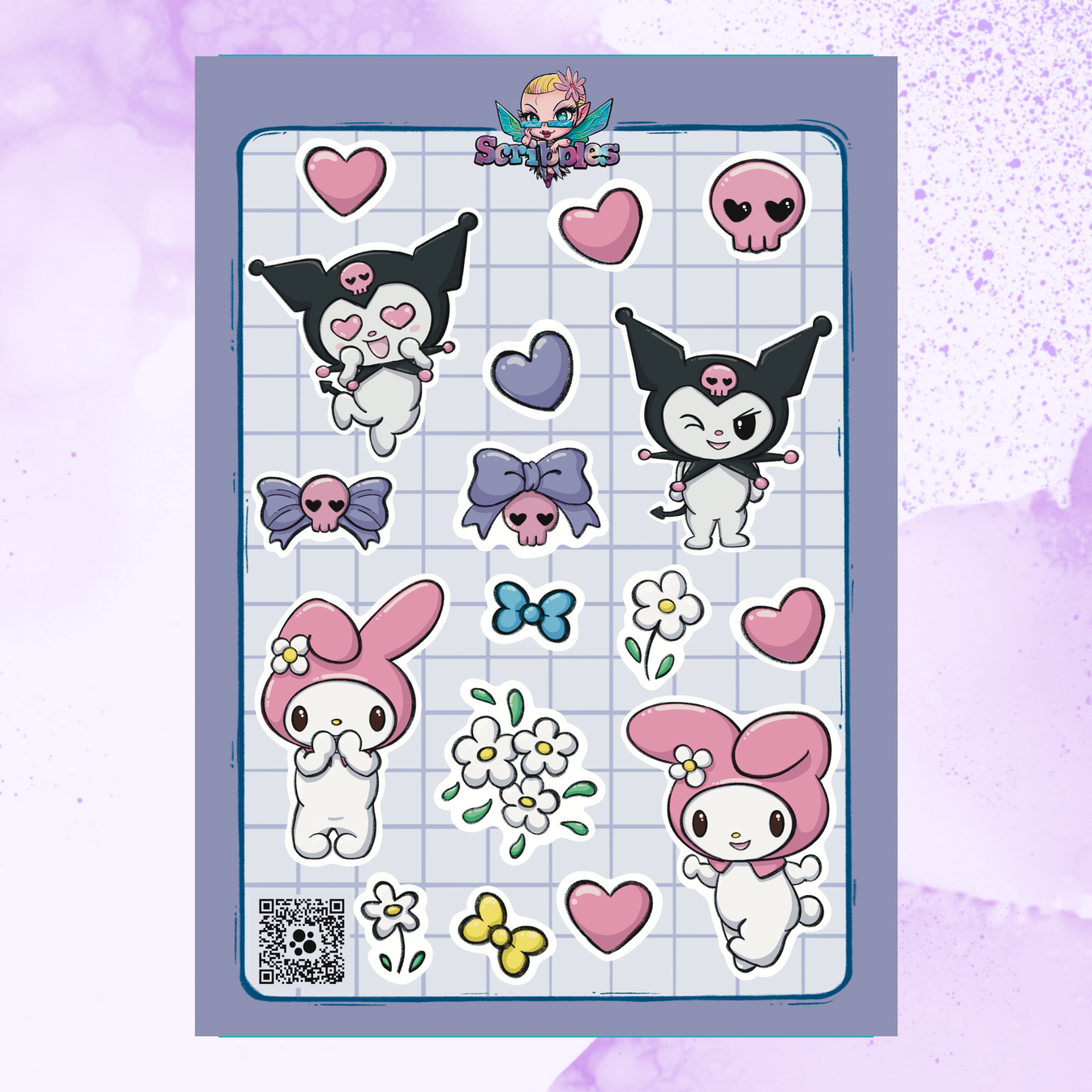 My Melody and Kuromi Sticker Sheet Eclectic Scribbles