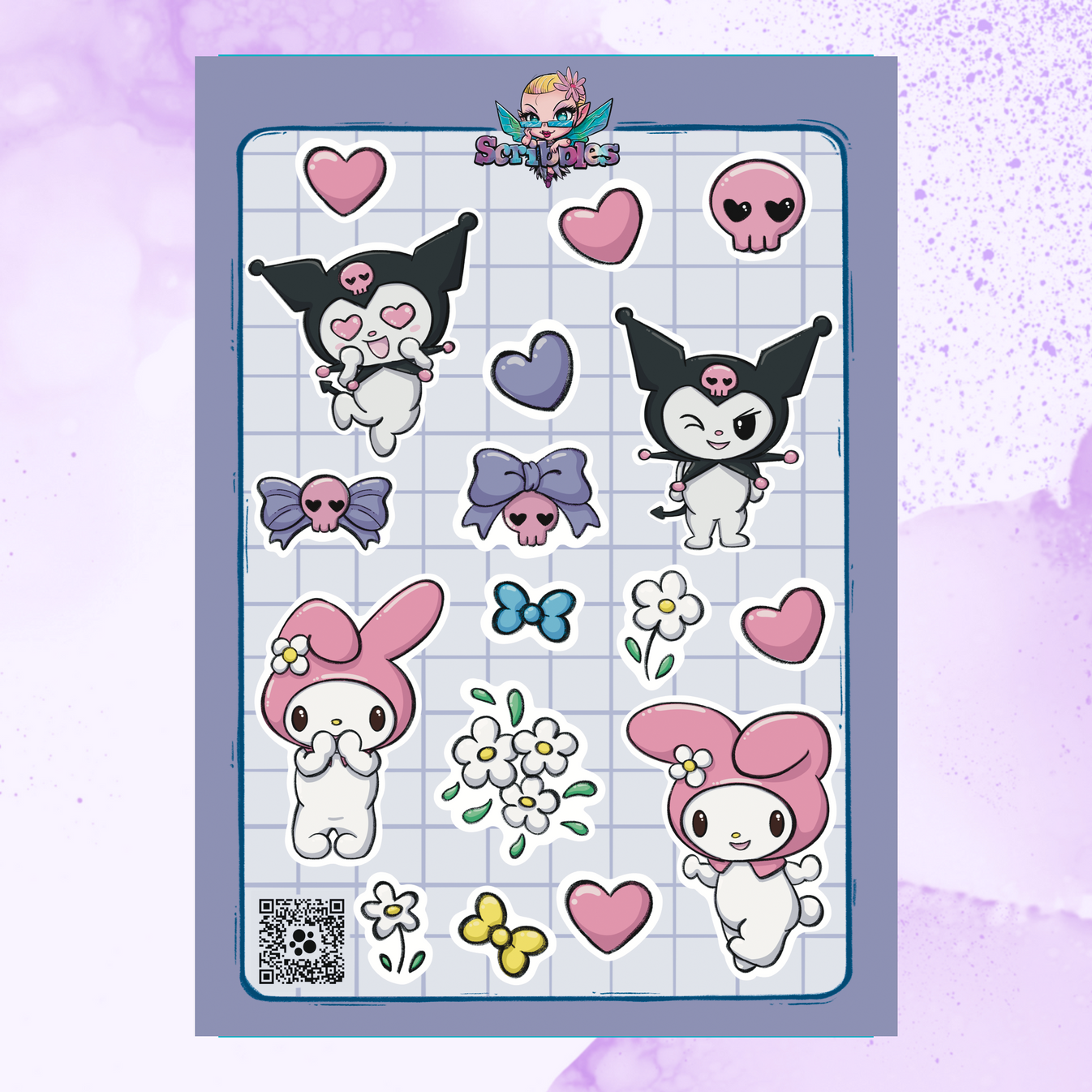 My Melody And Kuromi Sticker Sheet Eclectic Scribbles