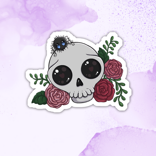 Cute Skull and Roses Sticker